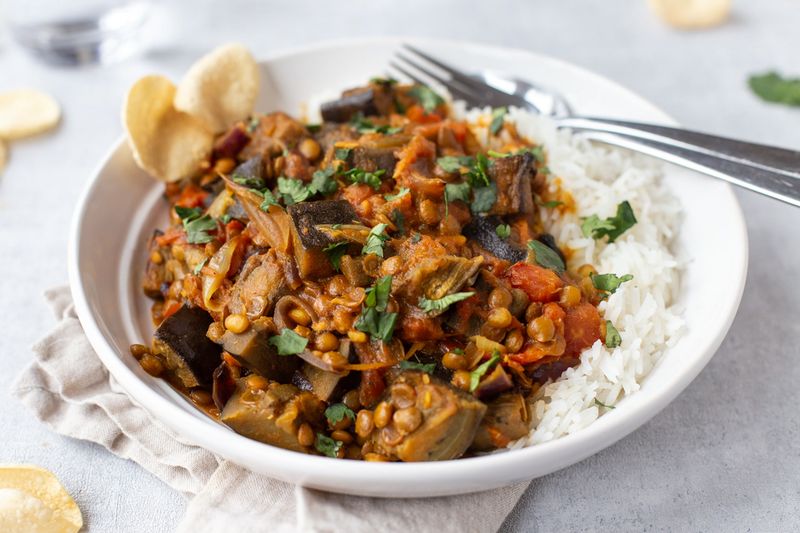 Eggplant and Lentil Curry