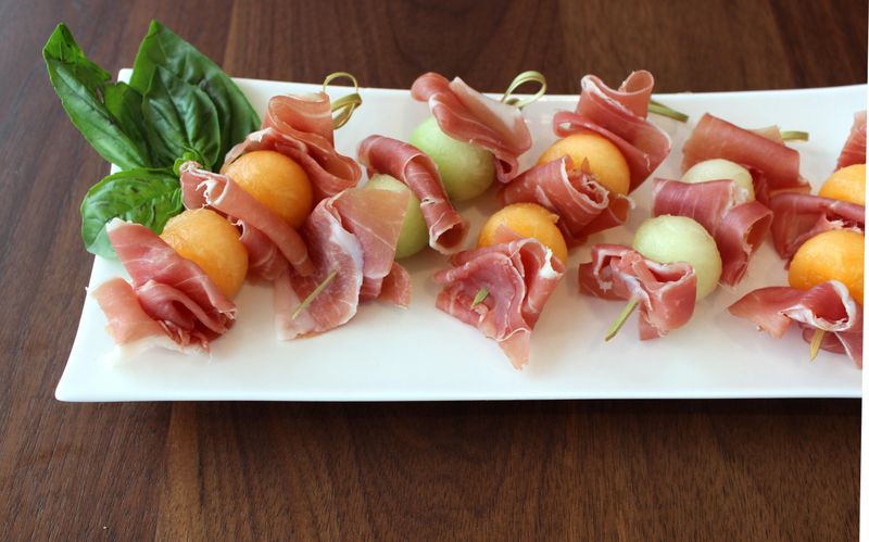 Cantaloupe and Prosciutto Skewers