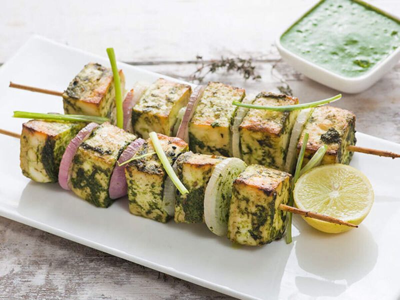 Paneer Tikka with Mint Chutney