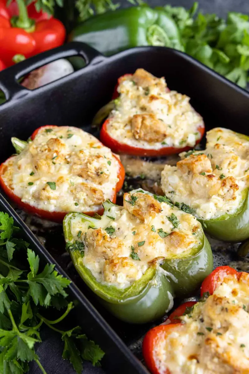Chicken Alfredo Stuffed Peppers