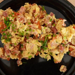 scrambled eggs, breakfast, fried, meal, food, ham, egg, chives, scrambled eggs, scrambled eggs, scrambled eggs, scrambled eggs, scrambled eggs