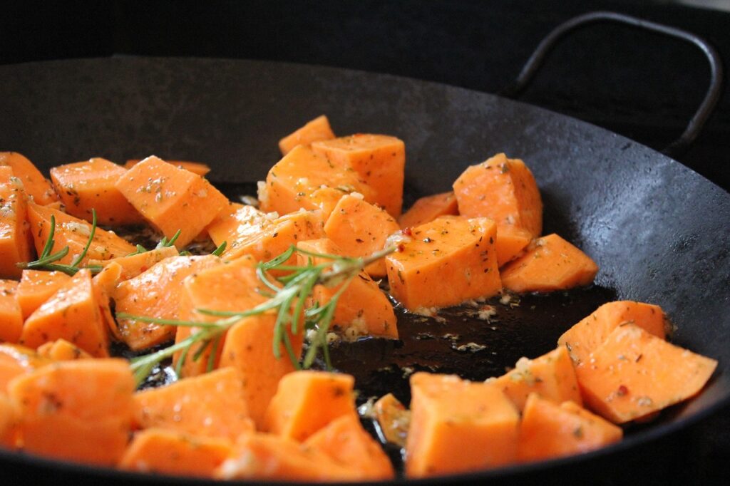 sweet potatoes, potatoes, cook, meal, food, grill, pan, food, food, food, food, food