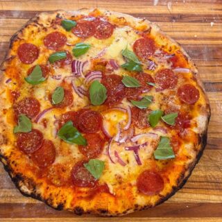pizza, cooking, food, homemade, basil, pepperoni, tomato