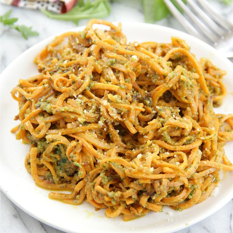 Sweet Potato Fettuccine with Walnut Pesto