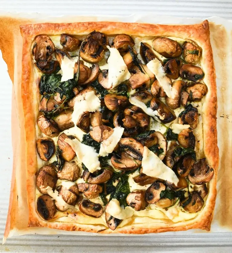 Savory Mushroom and Spinach Tart