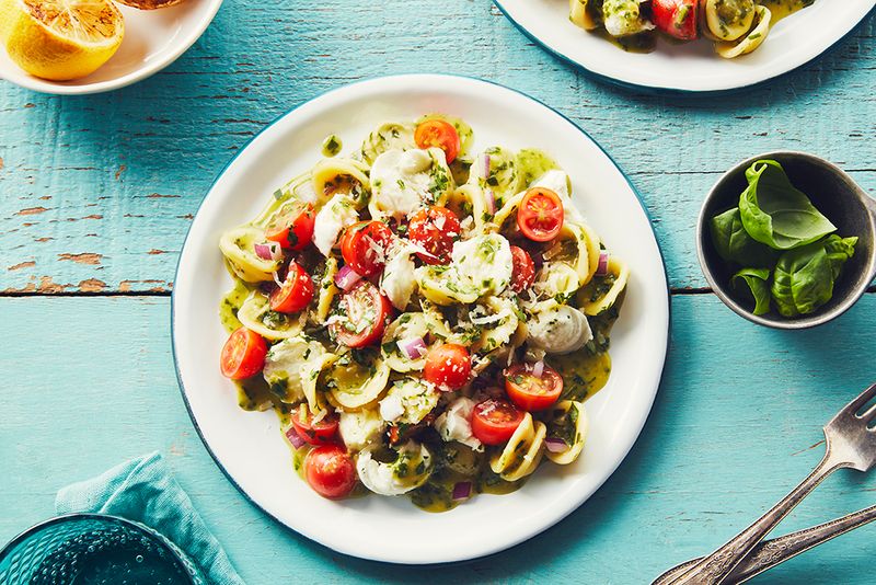 Pesto Pasta and Mozzarella Bliss