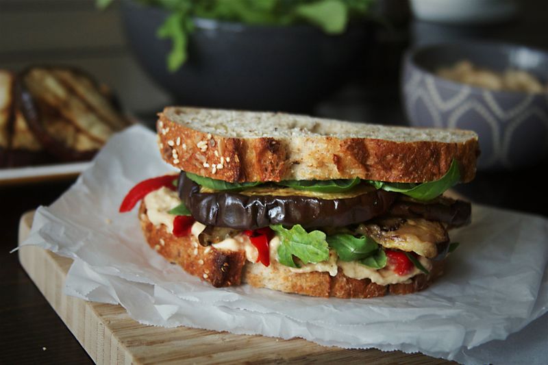 Grilled Veggie and Hummus Sandwich