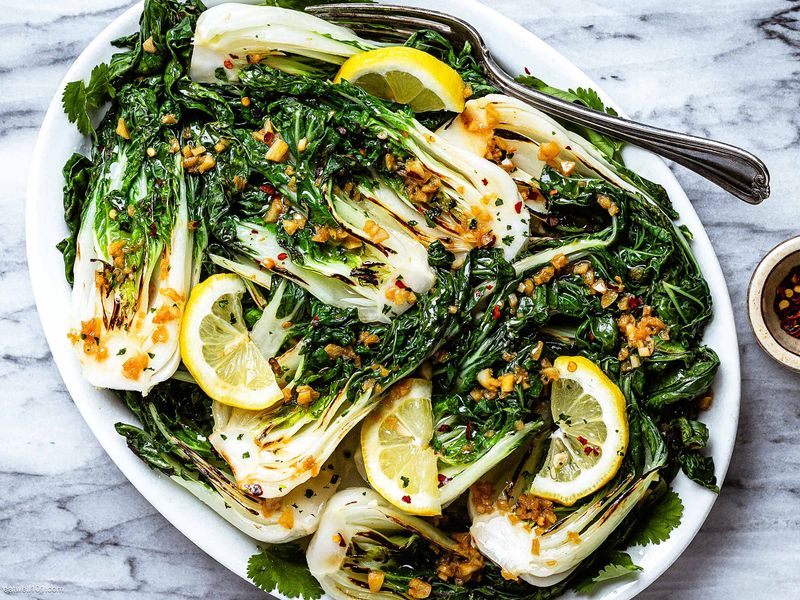 Grilled Bok Choy with Lemon and Parmesan