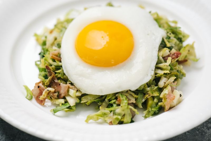 Brussels Sprout Hash with Eggs
