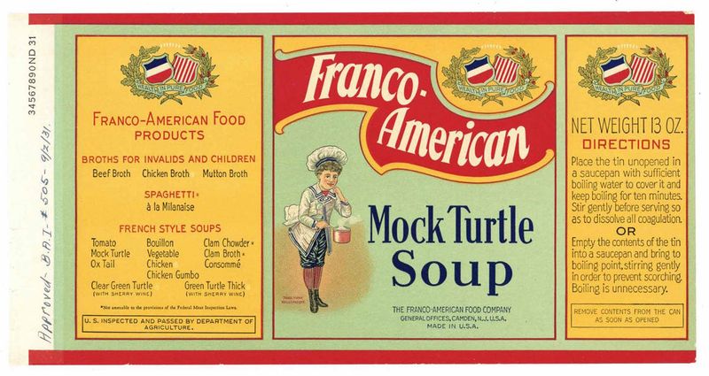 Canned Mock Turtle Soup