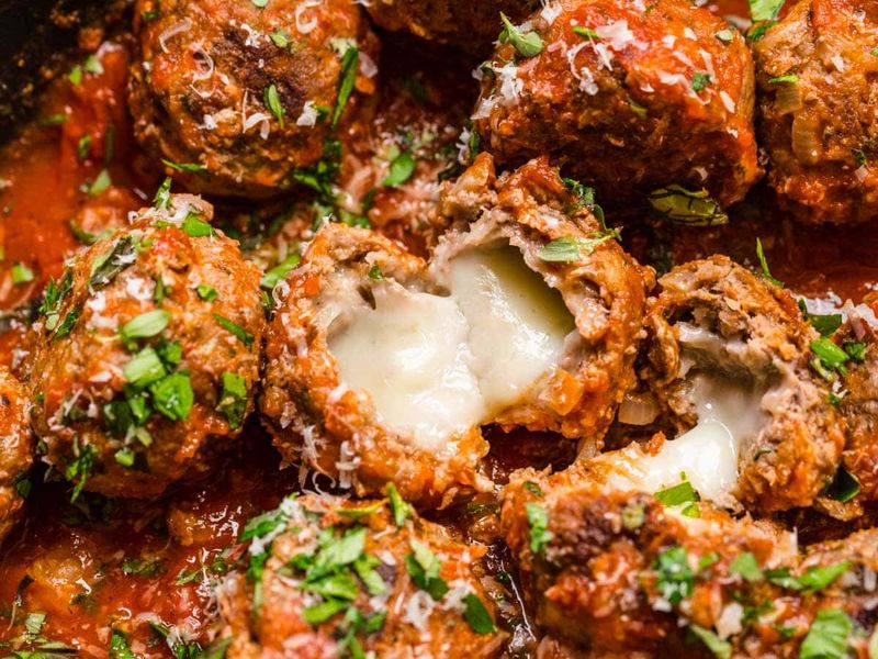 Mozzarella Stuffed Meatballs