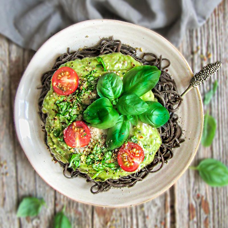 Black Bean Spaghetti with Avocado Sauce