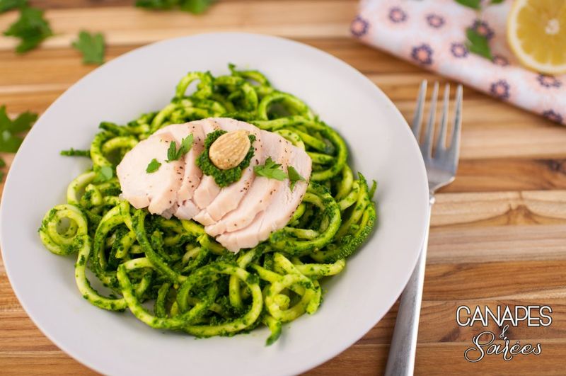 Zucchini Noodles with Almond Pesto