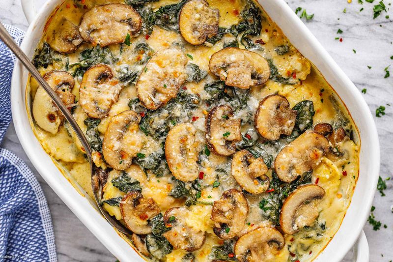 Mushroom and Spinach Rice Casserole