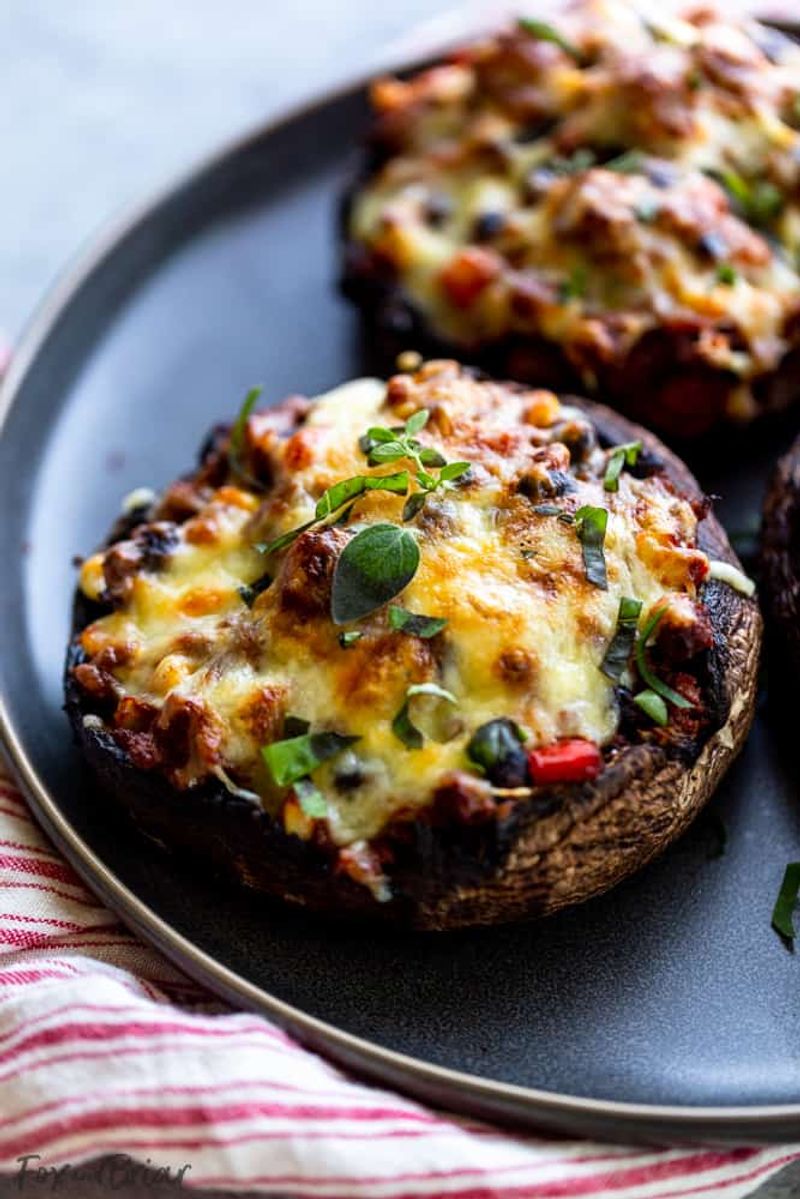 Grilled Beef-Stuffed Portobello Mushrooms