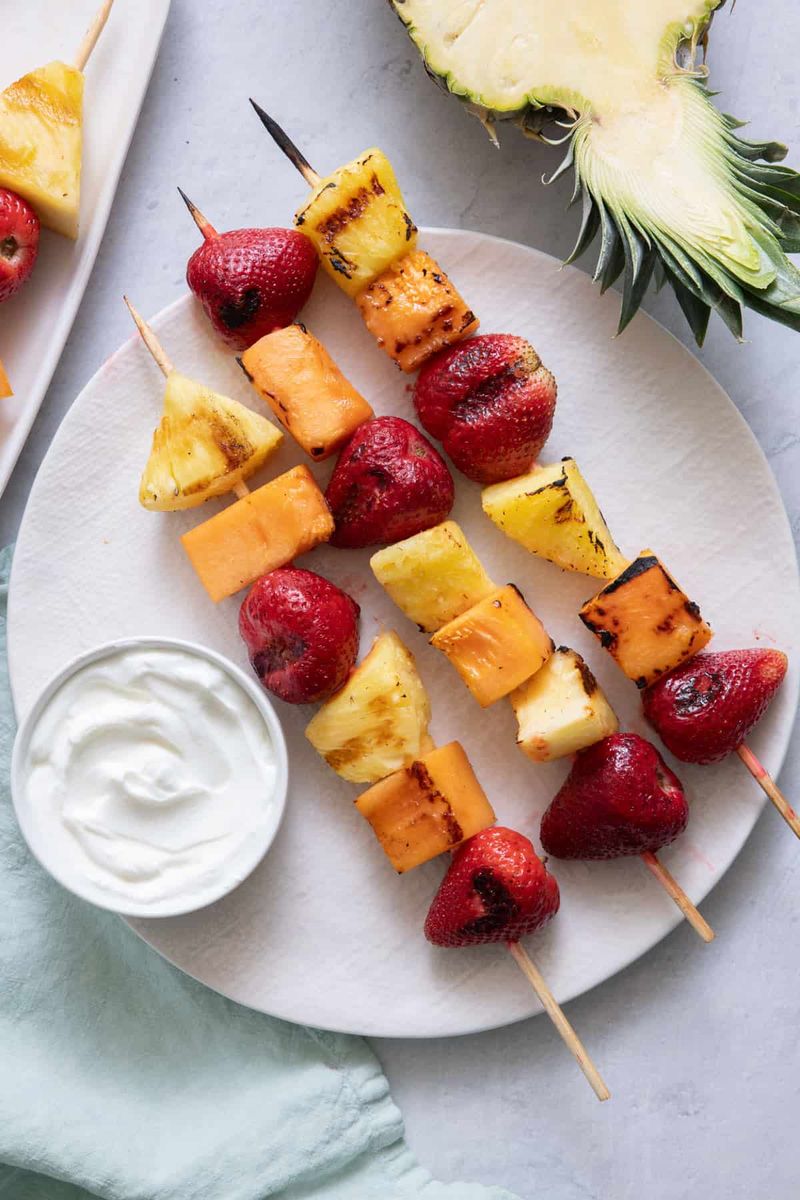 Grilled Fruit Kabobs with Honey Yogurt