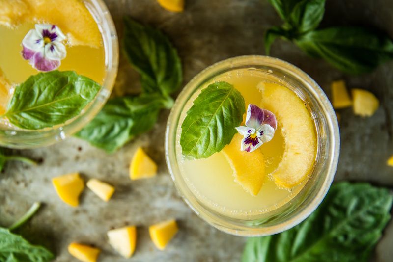 Peach Basil Sparkler