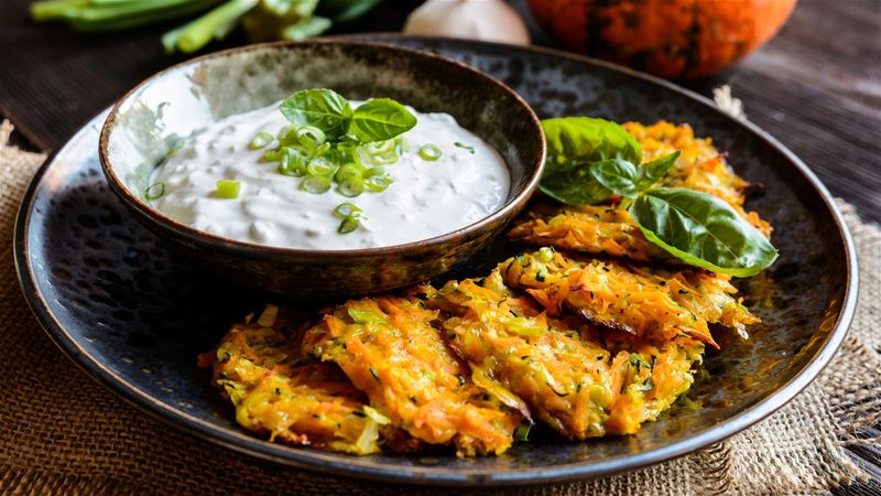 Zucchini Fritters with Dill Sauce