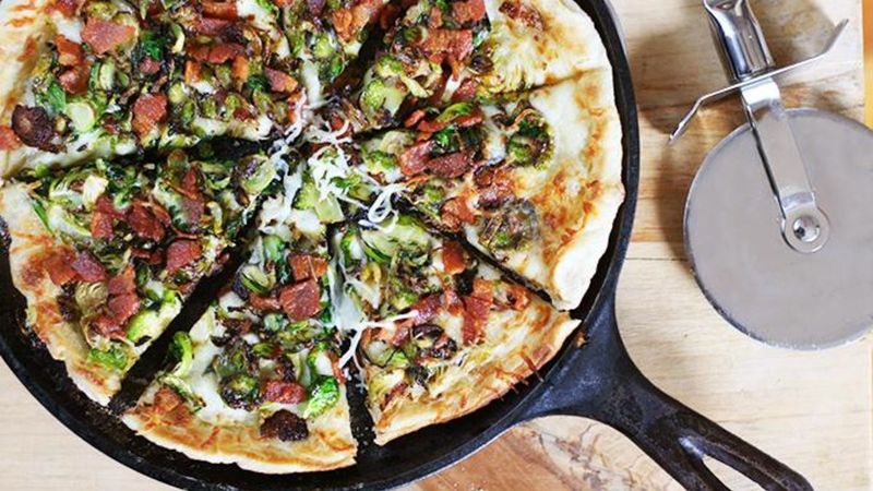 Brussels Sprout and Bacon Pizza