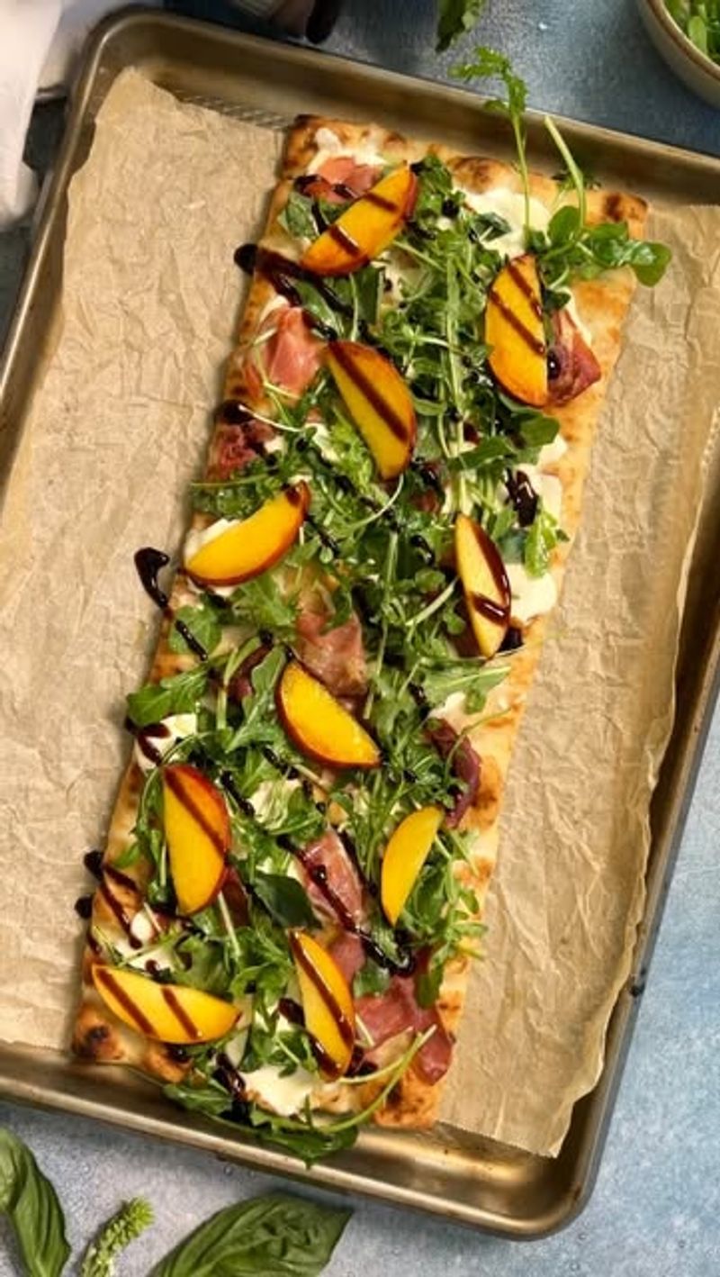 Peach and Prosciutto Flatbread Triangles
