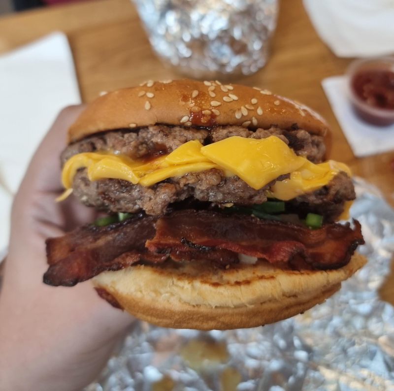 Five Guys Bacon Cheeseburger (Too Greasy for Some Palates)