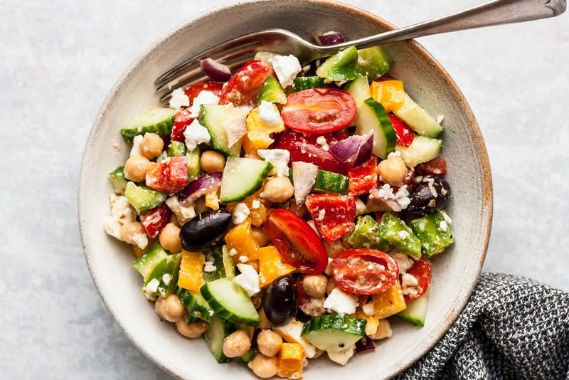 Greek Salad with Feta and Chickpeas