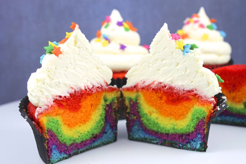 Rainbow Surprise Cupcakes