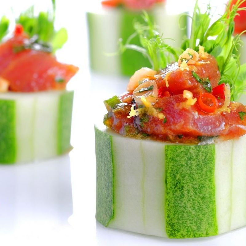 Cucumber Cups with Spicy Tuna Tartare