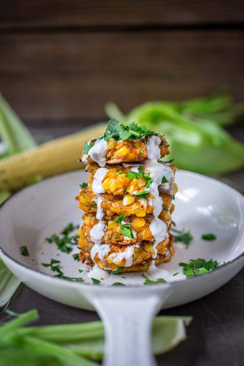 Corn and Jalapeño Fritters with Lime Crema