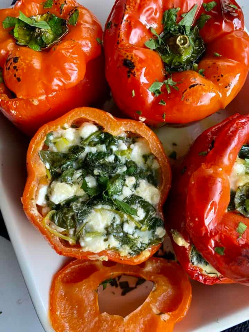 Feta and Spinach Stuffed Peppers