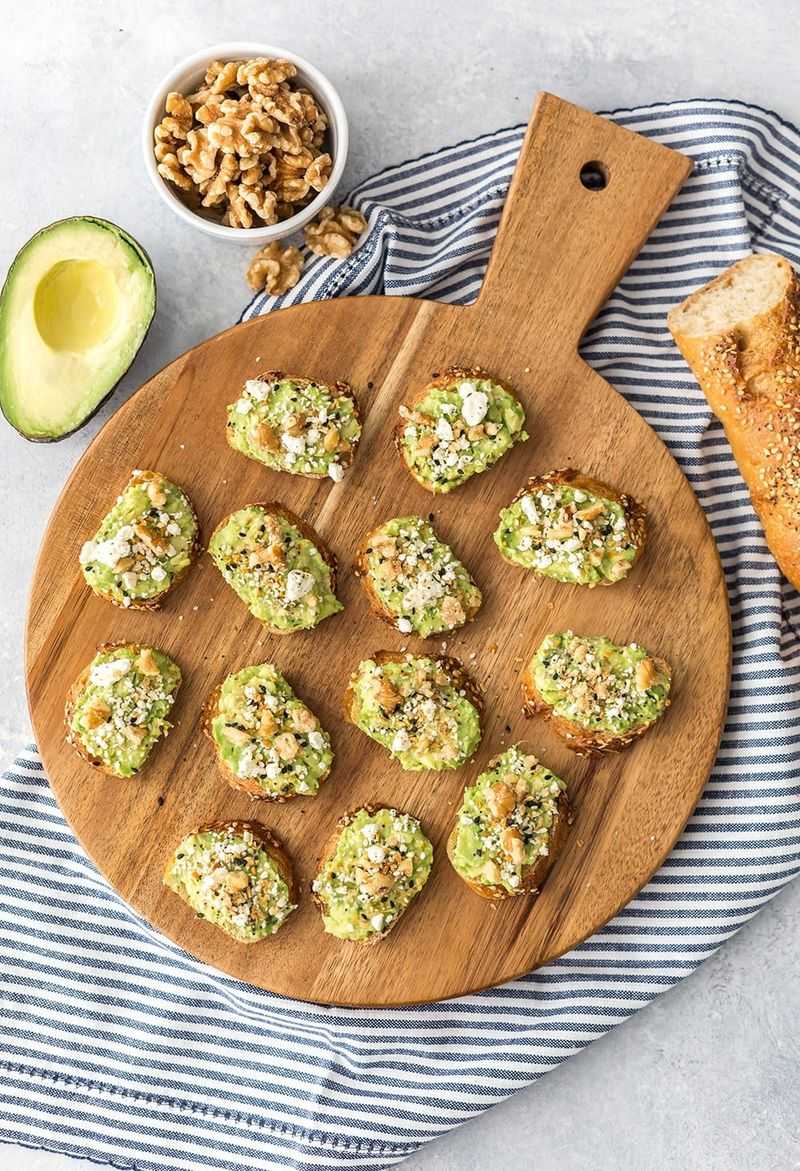 Avocado Toast Bites with Everything Seasoning