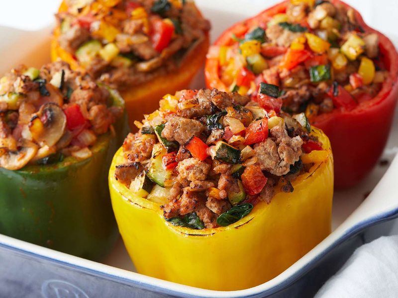Stuffed Bell Peppers with Turkey and Spinach