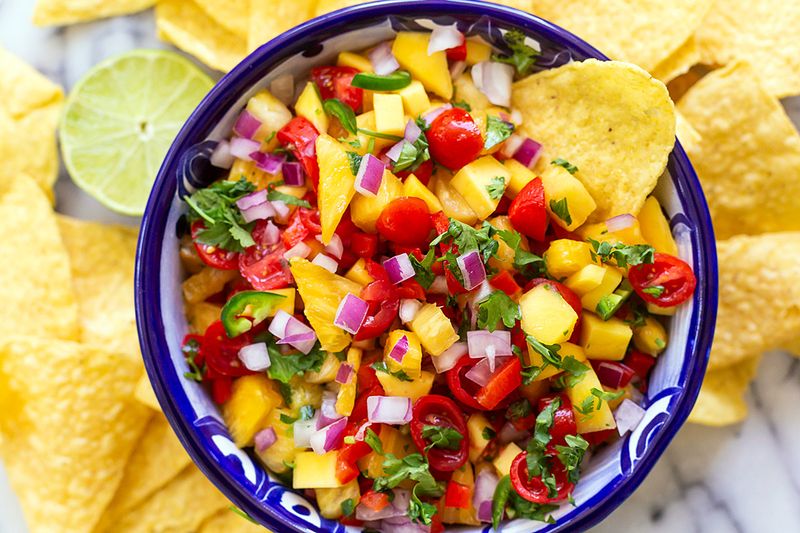 Spicy Mango Salsa with Tortilla Chips