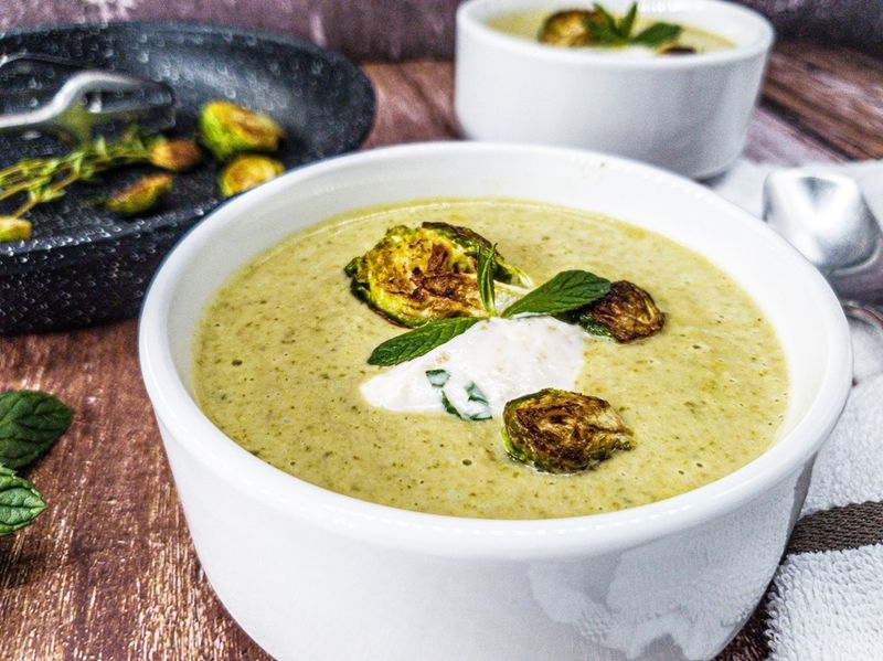 Brussels Sprout Soup with Leeks