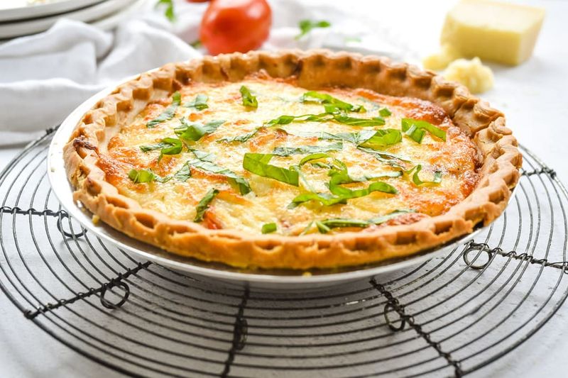Mozzarella and Basil Quiche