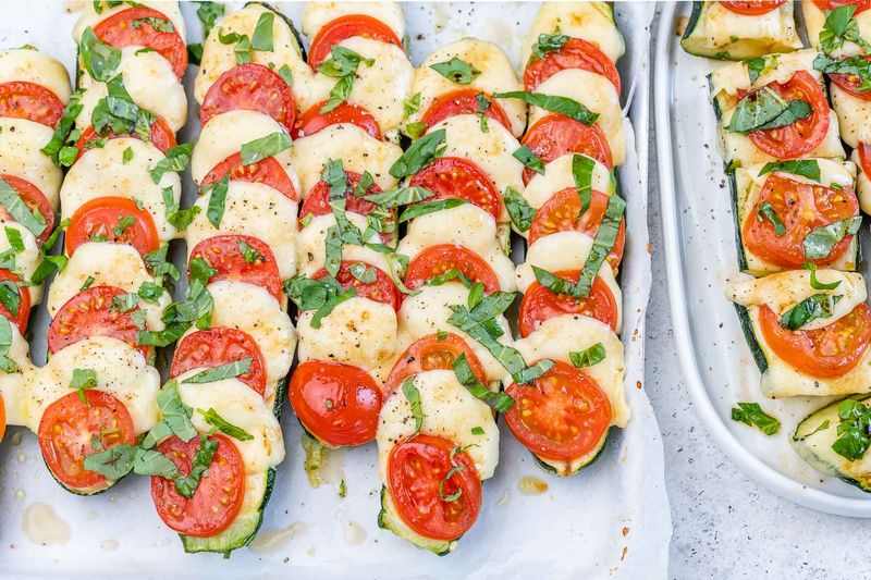 Baked Mozzarella Zucchini Boats
