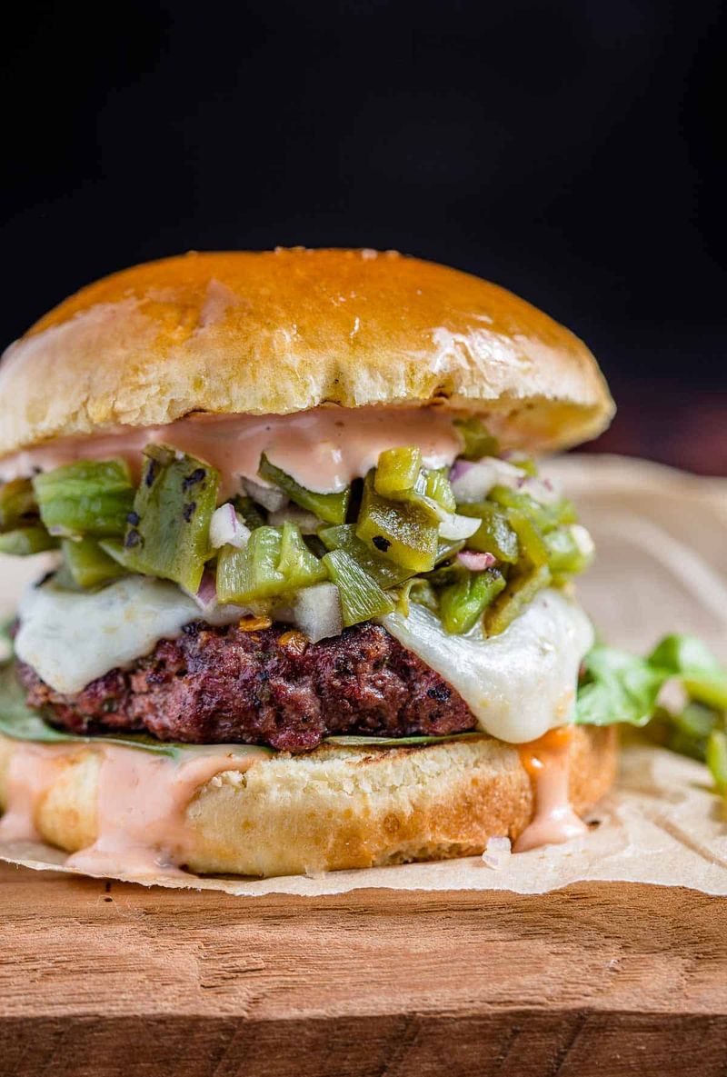 New Mexico: Grilled Green Chile Cheeseburgers