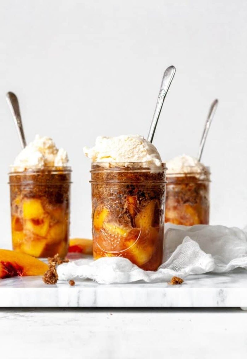 Peach Cobbler in Mason Jars