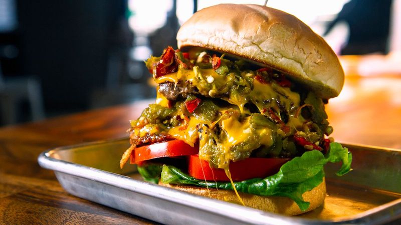 New Mexico Green Chile Cheeseburger