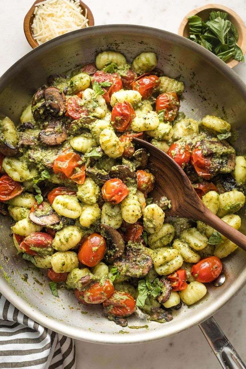 Pesto Gnocchi and Cherry Tomatoes