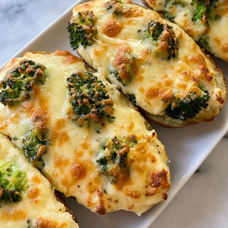 Broccoli and Cheddar Stuffed Potatoes
