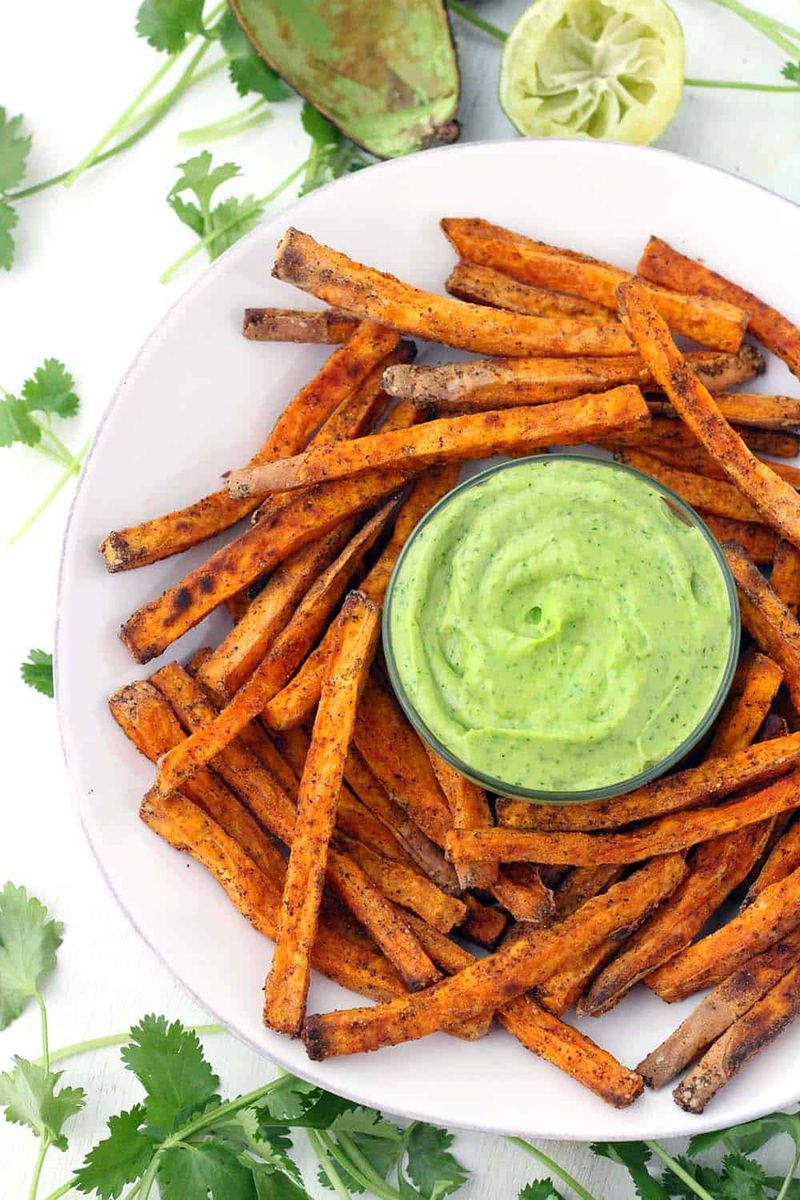 Sweet Potato Fries with Avocado Dip