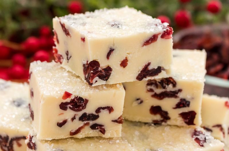 White Chocolate Cranberry Fudge