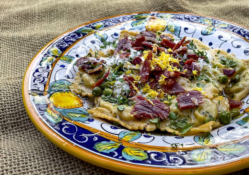 Ravioli with Lemon and Pea Sauce