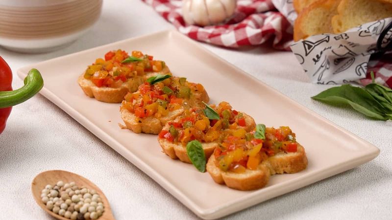 Caramelized Red Pepper Bruschetta