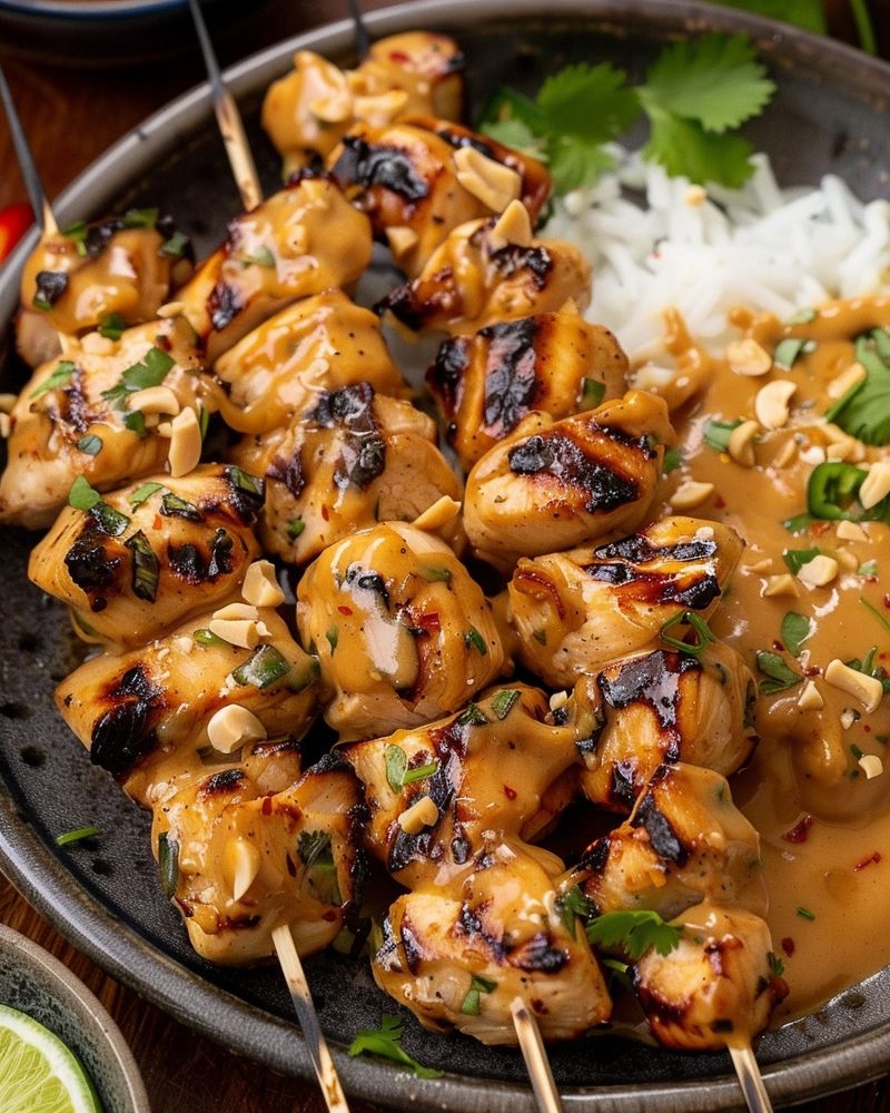 Exotic Thai Peanut Chicken Kabobs
