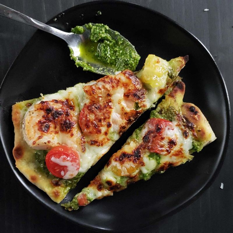 Pesto Shrimp Flatbread