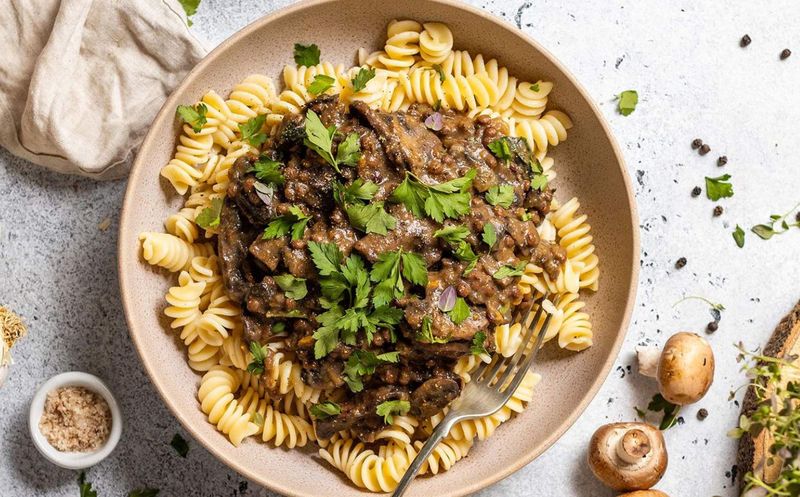 Lentil and Mushroom Stroganoff