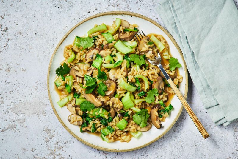 Bok Choy and Mushroom Risotto