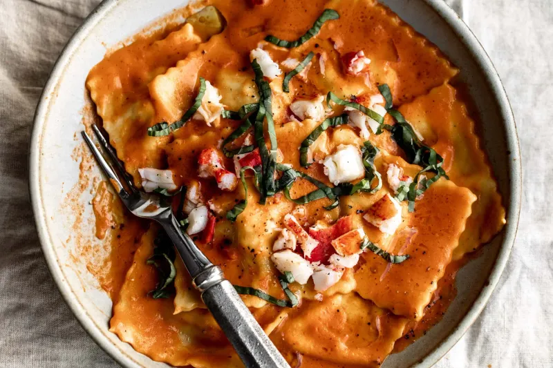 Lobster Ravioli with Vodka Sauce